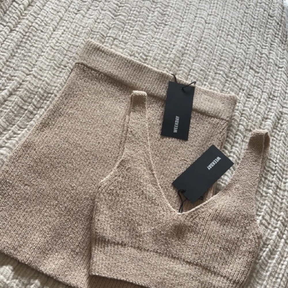 Knit Beige Two-Piece Set